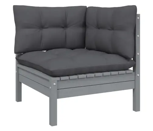 8-Daļīgs Dārza Mēbeļu Komplekts Ar Pelēkiem Matračiem, Priede Vidaxl