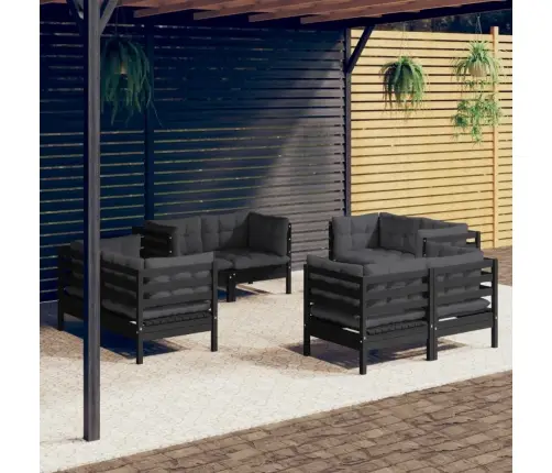 8-Osaline Aiamööbli Komplekt Antratsiithallide Patjadega