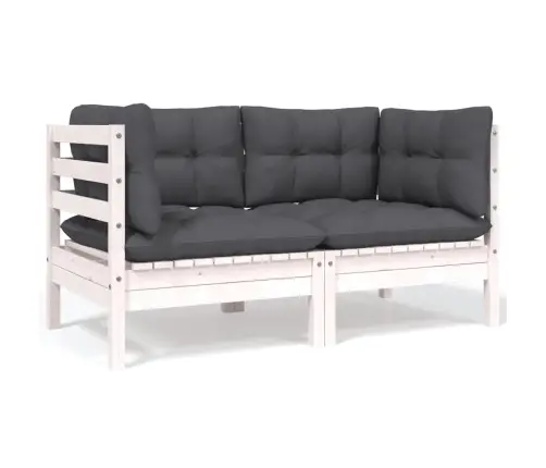 9-Daļīgs Dārza Mēbeļu Komplekts Ar Pelēkiem Matračiem, Priede Vidaxl