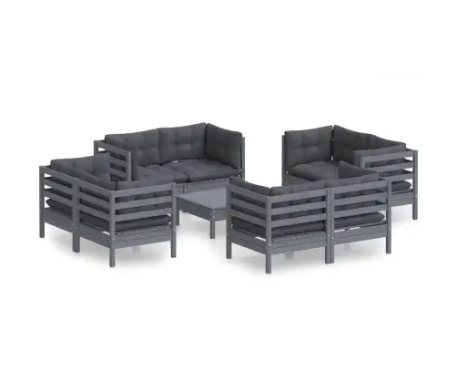 9-Osaline Aiamööbli Komplekt Antratsiithallide Patjadega