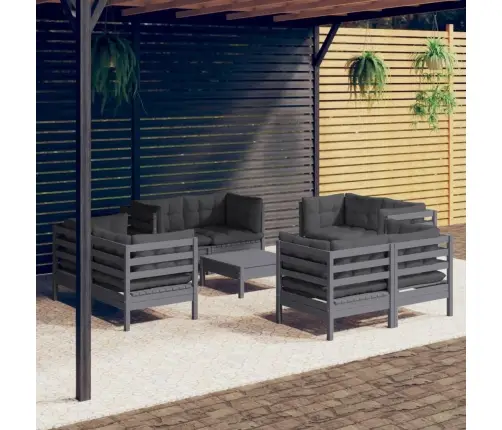 9-Osaline Aiamööbli Komplekt Antratsiithallide Patjadega