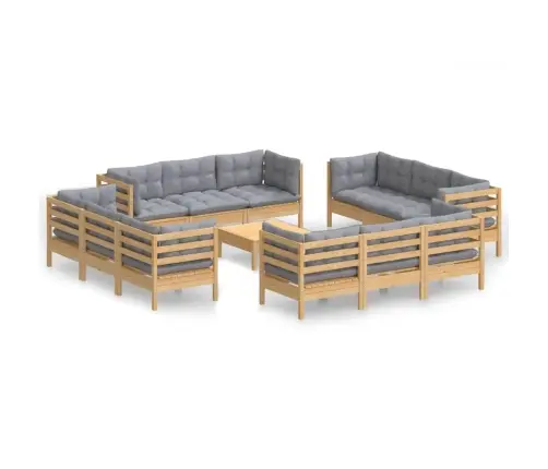 Sodo Komplektas Su Pilkomis Pagalvėmis, 13 Dalių, Pušis