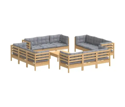 Sodo Komplektas Su Pilkomis Pagalvėmis, 13 Dalių, Pušis