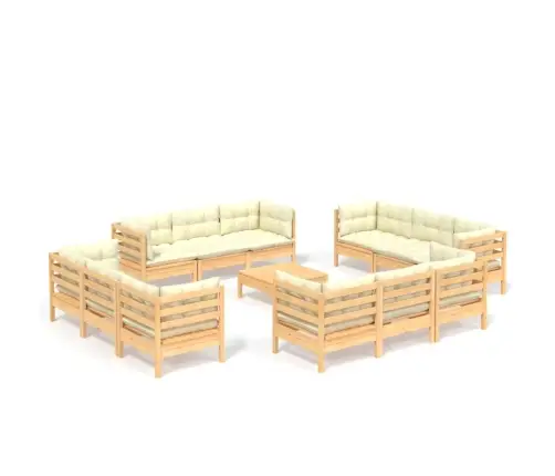 13-Daļīgs Dārza Atpūtas Mēbeļu Komplekts Ar Matračiem, Priede Vidaxl