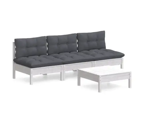 4-Osaline Aiamööbli Komplekt Antratsiithallide Patjadega