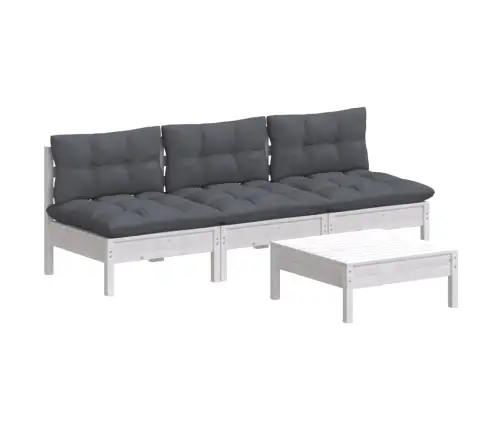 4-Osaline Aiamööbli Komplekt Antratsiithallide Patjadega