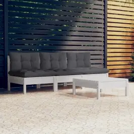 4-Osaline Aiamööbli Komplekt Antratsiithallide Patjadega