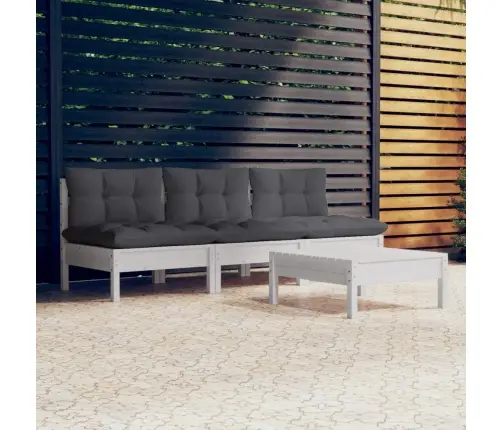 4-Osaline Aiamööbli Komplekt Antratsiithallide Patjadega