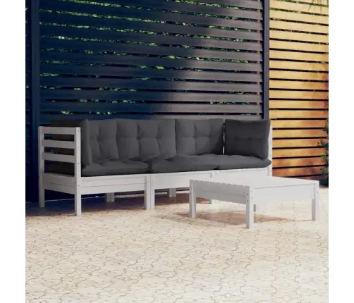 4-Daļīgs Dārza Mēbeļu Komplekts Ar Pelēkiem Matračiem, Priede Vidaxl