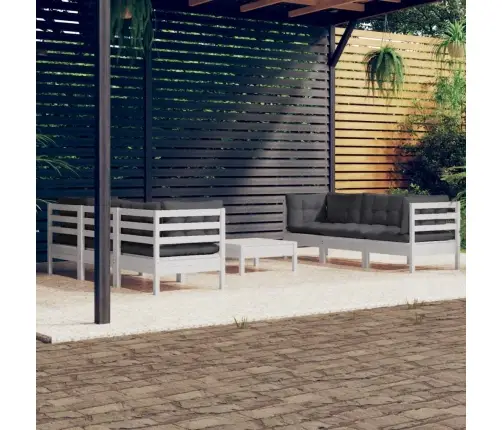 7-Osaline Aiamööbli Komplekt Antratsiithallide Patjadega