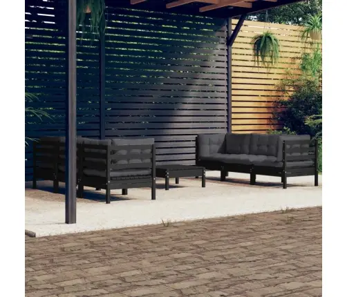 7-Osaline Aiamööbli Komplekt Antratsiithallide Patjadega