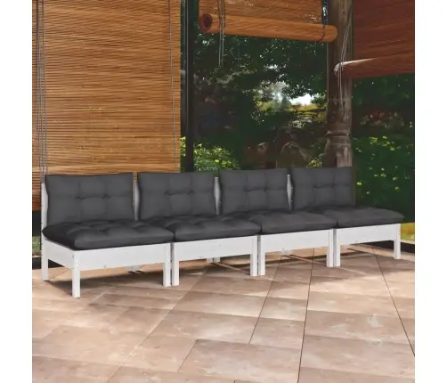 4-Vietīgs Dārza Dīvāns Ar Antracītpelēkiem Spilveniem, Priede Vidaxl