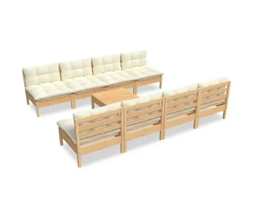 Sodo Komplektas Su Kreminėmis Pagalvėlėmis, 9 Dalių, Pušis