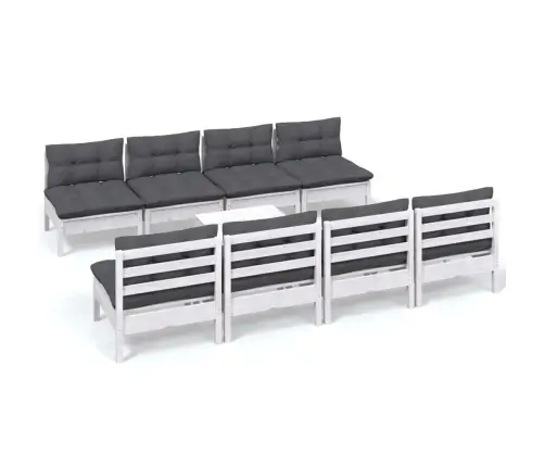 9-Daļīgs Dārza Atpūtas Mēbeļu Komplekts Ar Matračiem, Priede Vidaxl