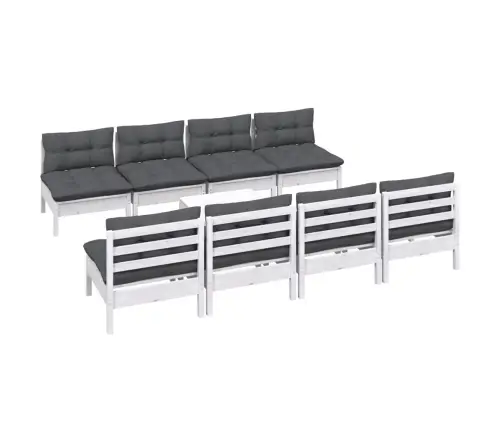 9-Daļīgs Dārza Atpūtas Mēbeļu Komplekts Ar Matračiem, Priede Vidaxl