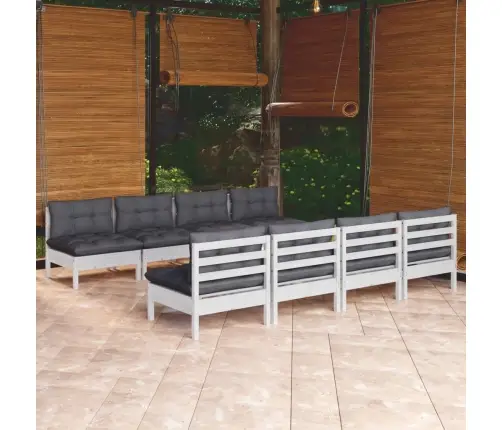 9-Daļīgs Dārza Atpūtas Mēbeļu Komplekts Ar Matračiem, Priede Vidaxl