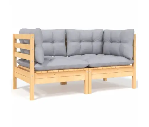 Sodo Komplektas Su Pilkomis Pagalvėmis, 4 Dalių, Pušis