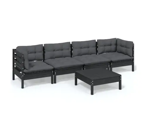 5-Daļīgs Dārza Atpūtas Mēbeļu Komplekts Ar Matračiem, Priede Vidaxl