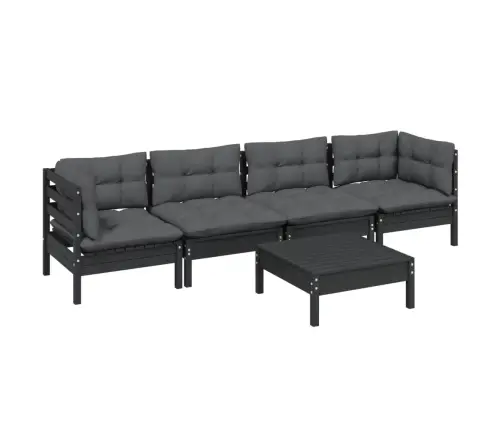 5-Daļīgs Dārza Atpūtas Mēbeļu Komplekts Ar Matračiem, Priede Vidaxl