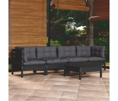 5-Daļīgs Dārza Atpūtas Mēbeļu Komplekts Ar Matračiem, Priede Vidaxl