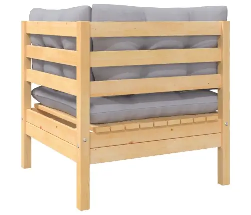 Sodo Komplektas Su Pilkomis Pagalvėmis, 8 Dalių, Pušis