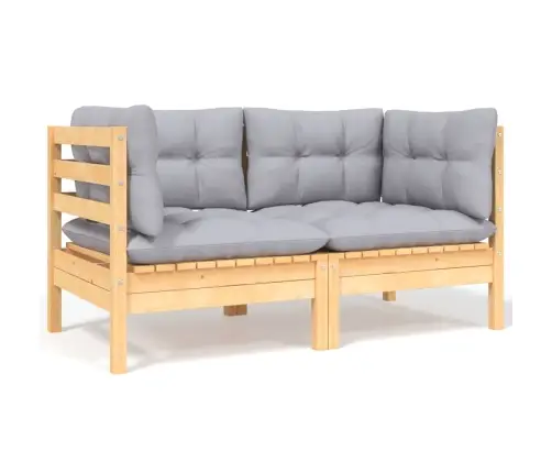 Sodo Komplektas Su Pilkomis Pagalvėmis, 8 Dalių, Pušis