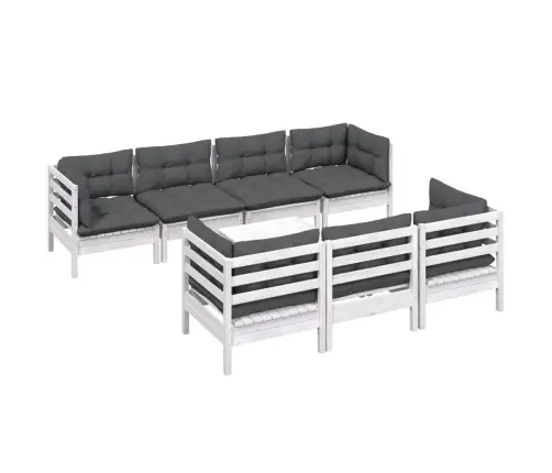 8-Daļīgs Dārza Atpūtas Mēbeļu Komplekts Ar Matračiem, Priede Vidaxl