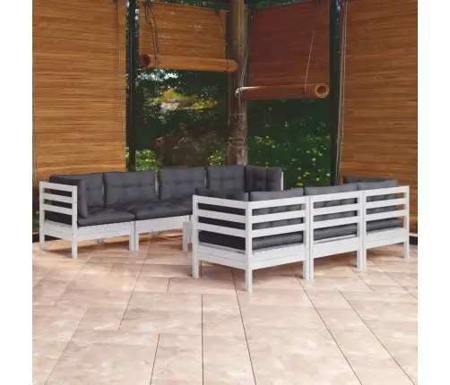 8-Daļīgs Dārza Atpūtas Mēbeļu Komplekts Ar Matračiem, Priede Vidaxl