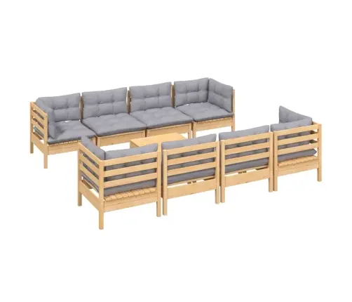 Sodo Komplektas Su Pilkomis Pagalvėmis, 9 Dalių, Pušis