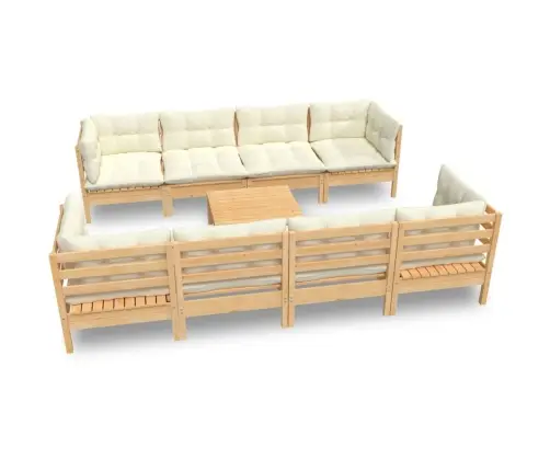 Sodo Komplektas Su Kreminėmis Pagalvėlėmis, 9 Dalių, Pušis