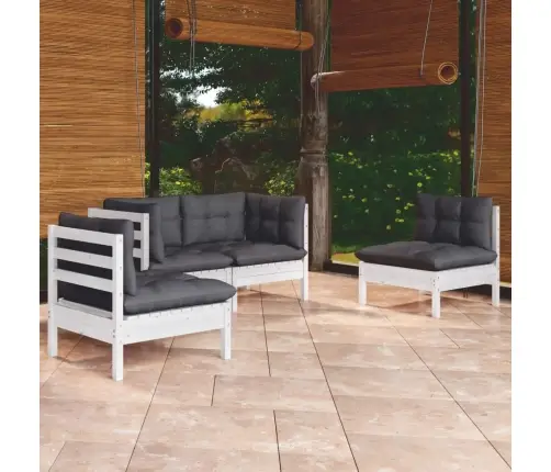 4-Osaline Aiamööbli Komplekt Istmepatjadega, Männipuit