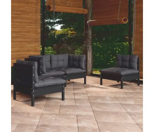 4-Daļīgs Dārza Atpūtas Mēbeļu Komplekts Ar Matračiem, Priede Vidaxl