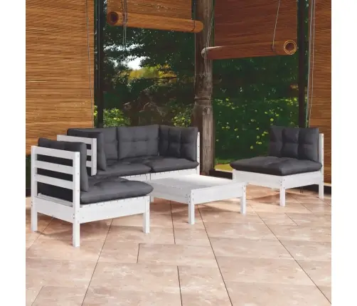 5-Daļīgs Dārza Atpūtas Mēbeļu Komplekts Ar Matračiem, Priede Vidaxl