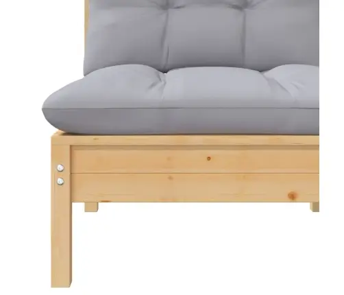 Sodo Komplektas Su Pilkomis Pagalvėmis, 5 Dalių, Pušis