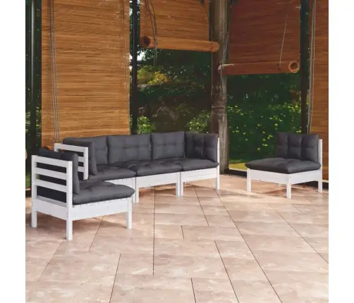 5-Osaline Aiamööbli Komplekt Istmepatjadega, Männipuit