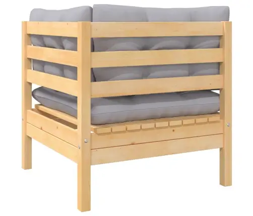 6-Daļīgs Dārza Mēbeļu Komplekts Ar Pelēkiem Matračiem, Priede Vidaxl