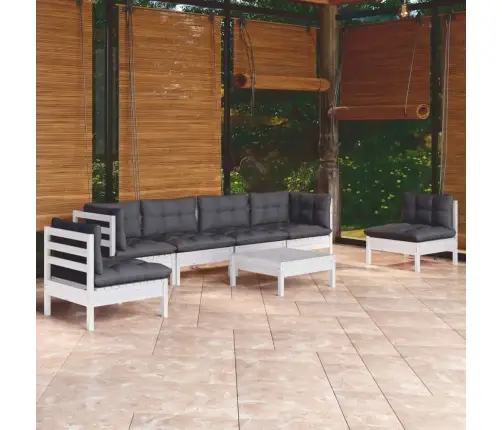 7-Osaline Aiamööbli Komplekt Istmepatjadega, Männipuit