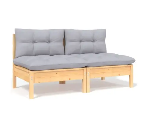 6-Osaline Aiamööbli Komplekt Hallide Patjadega, Männipuit