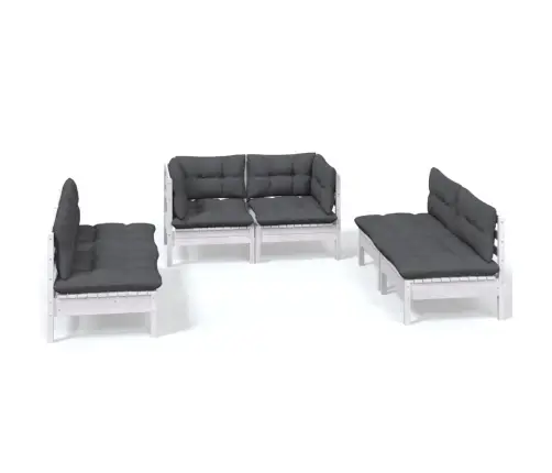 6-Daļīgs Dārza Atpūtas Mēbeļu Komplekts Ar Matračiem, Priede Vidaxl