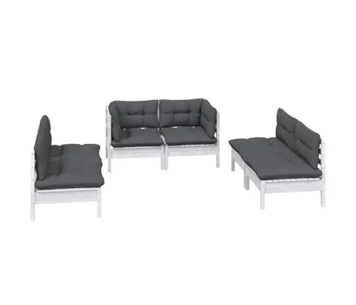 6-Daļīgs Dārza Atpūtas Mēbeļu Komplekts Ar Matračiem, Priede Vidaxl