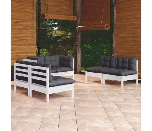 6-Daļīgs Dārza Atpūtas Mēbeļu Komplekts Ar Matračiem, Priede Vidaxl