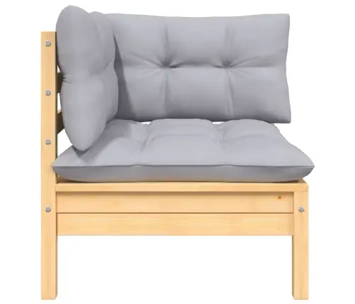 8-Osaline Aiamööbli Komplekt Hallide Patjadega, Männipuit