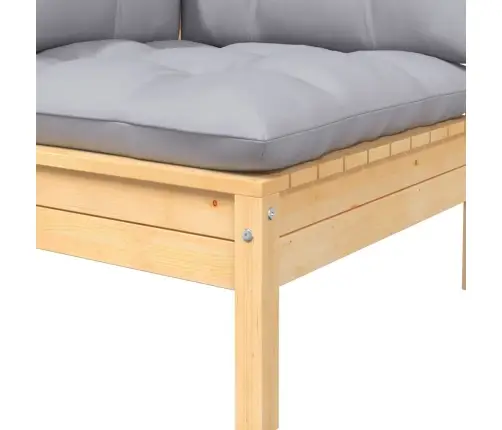 8-Osaline Aiamööbli Komplekt Hallide Patjadega, Männipuit