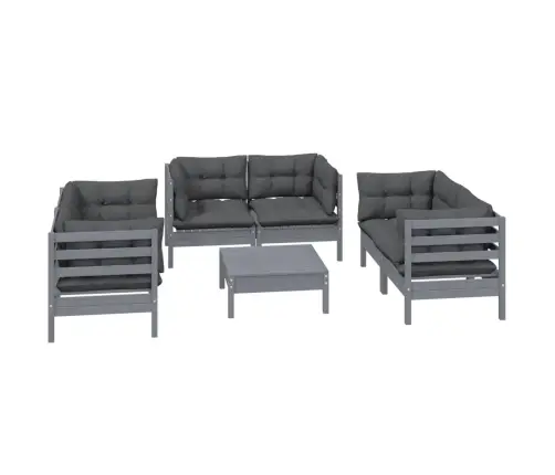 7-Daļīgs Dārza Atpūtas Mēbeļu Komplekts Ar Matračiem, Priede Vidaxl