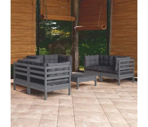 7-Daļīgs Dārza Atpūtas Mēbeļu Komplekts Ar Matračiem, Priede Vidaxl