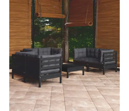 7-Daļīgs Dārza Atpūtas Mēbeļu Komplekts Ar Matračiem, Priede Vidaxl