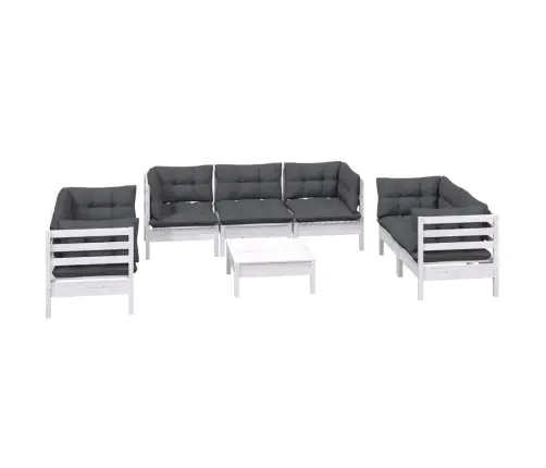 8-Daļīgs Dārza Atpūtas Mēbeļu Komplekts Ar Matračiem, Priede Vidaxl