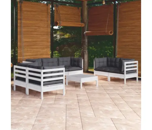 8-Daļīgs Dārza Atpūtas Mēbeļu Komplekts Ar Matračiem, Priede Vidaxl