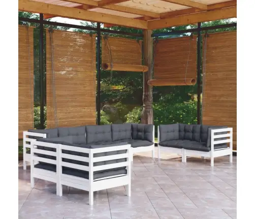 Sodo Komplektas Su Pagalvėmis, 8 Dalių, Pušies Medienos Masyvas