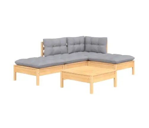 Sodo Komplektas Su Pilkomis Pagalvėmis, 5 Dalių, Pušis